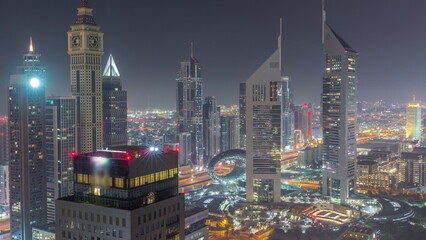 Sticker - Skyscrapers on Sheikh Zayed Road and DIFC all night timelapse in Dubai, UAE.