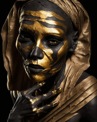Wall Mural - Scary Egyptian mummy in Golden and Bronze skull 