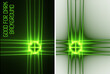Glowing cross. Intersecting backlit lines by green light. PNG raster graphics