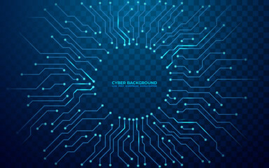 Fototapete - Abstract digital circuit board in blue. Cyber background. Futuristic microchip processor concept. Artificial intelligence web banner. 3D illustration blue technology vector illustration.