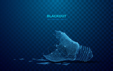 Leinwandbilder - Broken Light Bulb. Blackout or burnout concept. Abstract digital technology illustration. Vector image in polygons, lines and shapes.