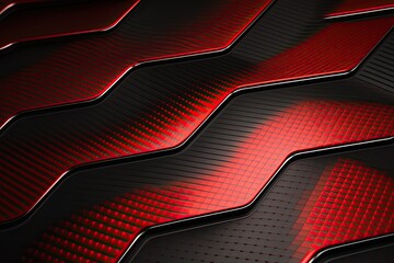 Futuristic carbon fiber background pattern, black and red. 3d rendering, AI