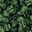 SEAMLESS BARKCLOTH PALM FROND TROPICAL FLORAL PATTERN SWATCH