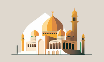 a stylized of a muslim mosque,a flat design of a masjid for islamic organizations or communities,bea