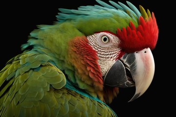 Poster - Ara ambiguus, the Great Green Macaw. Parrot Buffon's Macaw. Generative AI