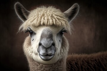 Alpaca Llama animal face portrait. Generative AI