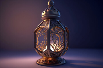 Wall Mural - Arabic luxury lantern on the floor. Generative AI illustration