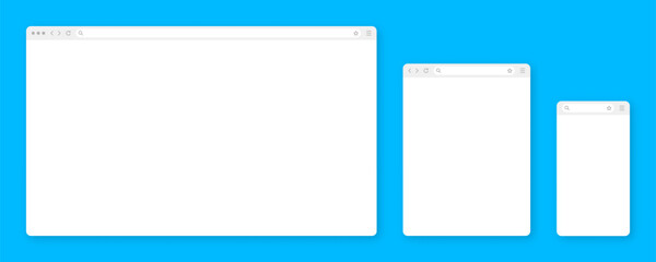 Wall Mural - blank web browser window with toolbar and search field. modern website, internet page in flat style.