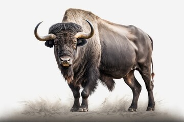 Wall Mural - African buffalo on a white background. Generative AI