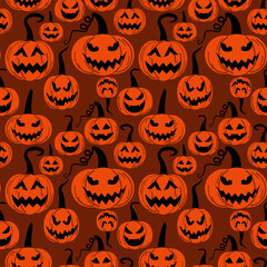 Wall Mural - seamless pattern halloween pumpkin background