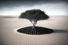 Lone Tree In The Desert,  