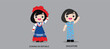 People in national dress.Dominican Republic,Singapore,Set of pairs dressed in traditional costume. National clothes. illustration.