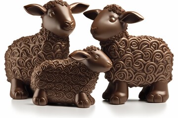 Wall Mural - Happy Easter; Easter chocolate design Lambs: Chocolate lambs are a popular design for Easter, symbolizing the innocence of Jesus.