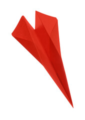 Sticker - Handmade red paper plane isolated on white