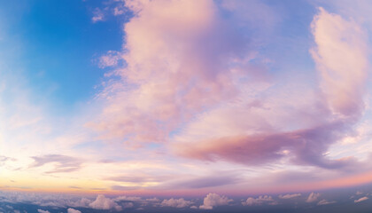 Wall Mural - Aerial view of sunset sky abstract background. Generative ai.