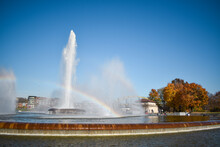 View Of Point State Park Fountain On A Sunny Day In Pittsburgh, Pennsylvania 