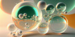 © SKIMP Art - 3d render, abstract background with translucent soap bubbles, wallpaper with glass balls