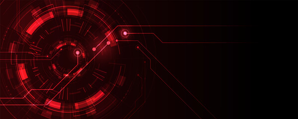 Wall Mural - red abstract background image futuristic technology circuit board concept