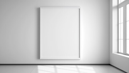 Blank white painting frame isolated on white background