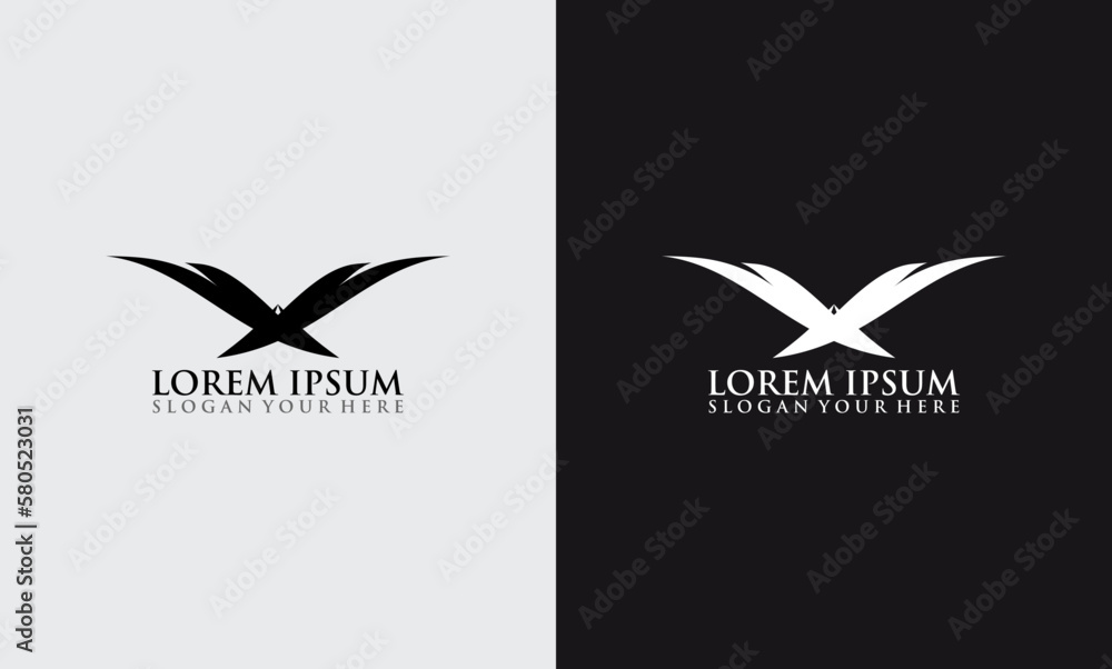 feather concept creative design x bird logo Stock Vector | Adobe Stock
