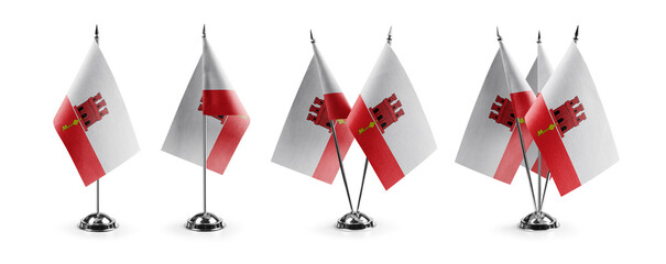 Small national flags of the Gibraltar on a white background