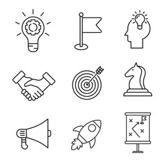 Wall Mural - set of strategy icons in linear style isolated on white background