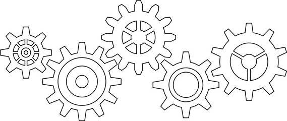 Connected cogs gears vector illustration.