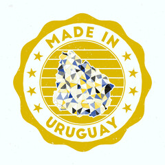 Wall Mural - Made In Uruguay. Country round stamp. Seal of Uruguay with border shape. Vintage badge with circular text and stars. Vector illustration.