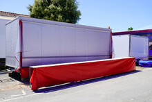 Truck Trailer For Fairground Stand Closed Attraction In City Funfair
