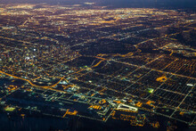 Aerial View Of Illuminated Cityscape At Night