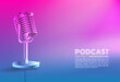 Microphone on Gradient background, broadcasting or podcasting banner with copy space