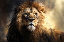 Lion Aslan Digital Painting Lion Aslan. Generative AI