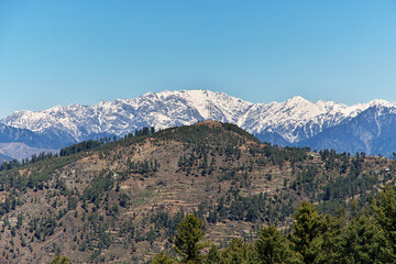 Sticker - The panoramic view of Himalayas in Malam Jabba close Hindu Kush mountain, Pakistan