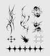 sharp spiky brutalism element asset ornamentposter, tattoo, tribal illustration vector creepy icon, symbol sick editable