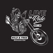 Skeleton Riding Motorcycle Vector Graphics