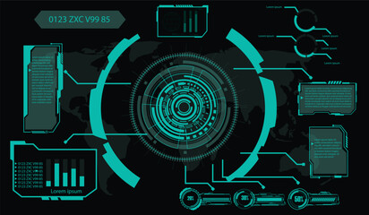 Wall Mural - digital interface hud elements set pack. user interface, frame screens. callouts titles, fui circle 