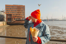 Woman Holding Fish And Chips