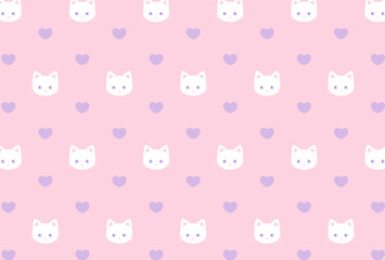  seamless pattern with cats and hearts for banners, cards, flyers, social media wallpapers, etc.