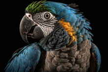 Endangered Lear's Macaw (Anodorhynchus Leari) Portrait. Generative AI