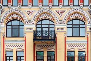 Wall Mural - Fragment of the ornate old building facade in Kyiv Ukraine