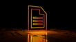 © RocknRoller Studios - Orange and Yellow Word document Technology Concept with document symbol as a neon light. Vibrant colored icon, on a black background with high tech floor. 3D Render
