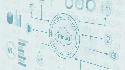 Wall Mural - futuristic graphic interface, concept of cloud computing, corporate business, financial operations, 