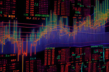 Leinwandbilder - A stock market graph or financial chart, indicating changes in the economy or financial world.  Generative AI technology.