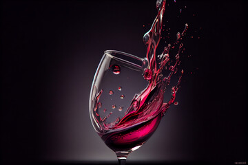 Aufkleber - featuring a wine glass with a red wine splash frozen in mid-air, Generative AI technology.