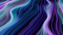 Abstract Lines Background With Lilac, Turquoise And Blue Curves. 3D Render.