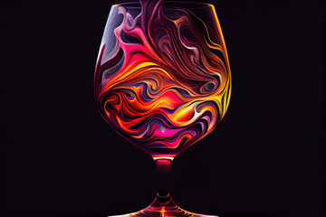 Aufkleber - A swirling mix of colors in the shape of a wine glass, with shades of deep reds Generative AI technology.