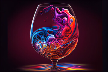 Aufkleber - A swirling mix of colors in the shape of a wine glass, with shades of deep reds and Generative AI technology.