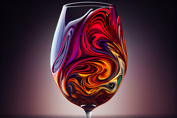 Aufkleber - A swirling mix of colors in the shape of a wine glass, with shades of deep reds and Generative AI technology.