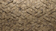 © RocknRoller Studios - Triangular, Textured Mosaic Tiles arranged in the shape of a wall. Semigloss, Natural Stone, Bricks stacked to create a 3D block background. 3D Render