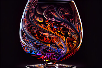 Wall Mural - A swirling mix of colors in the shape of a wine glass, with shades of deep reds and Generative AI technology.